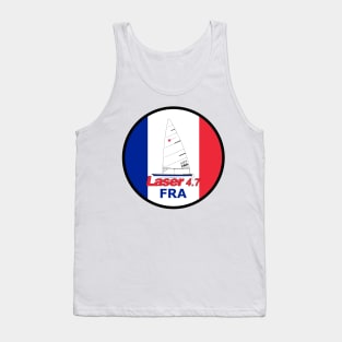 laser class sailboat on flag France Tank Top